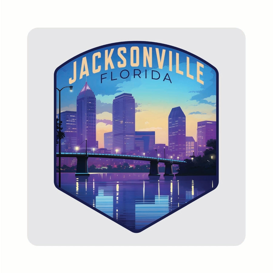 Jacksonville Florida Evening Cityscape Design Souvenir 4x4-Inch Coaster Acrylic 4 Pack Image 1