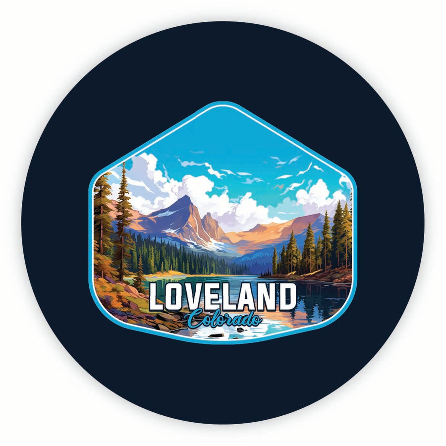 Loveland Colorado Mountain Landscape Design Souvenir Round Vinyl Decal Sticker Image 1