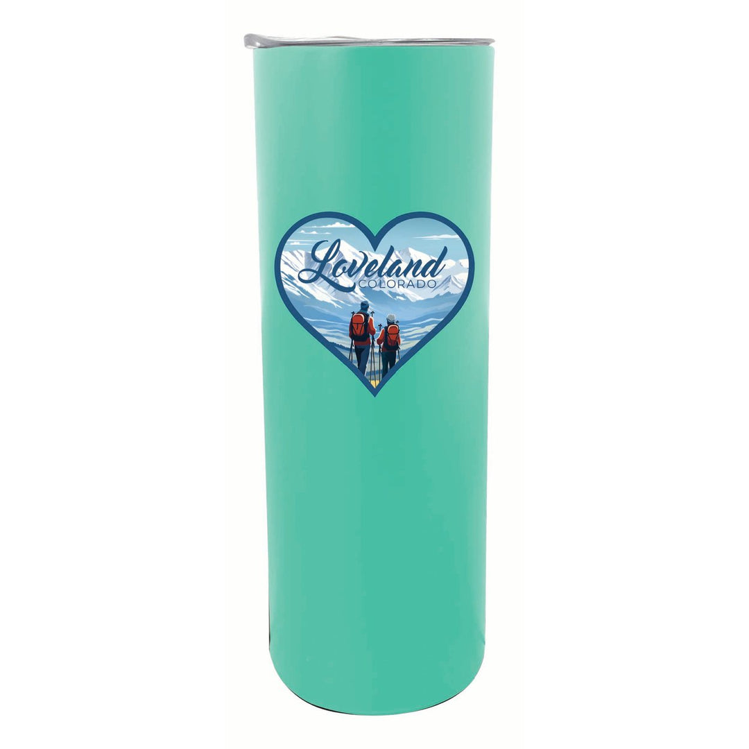 Loveland Colorado Ski Love Design Souvenir 20 oz Insulated Stainless Steel Skinny Tumbler Image 1