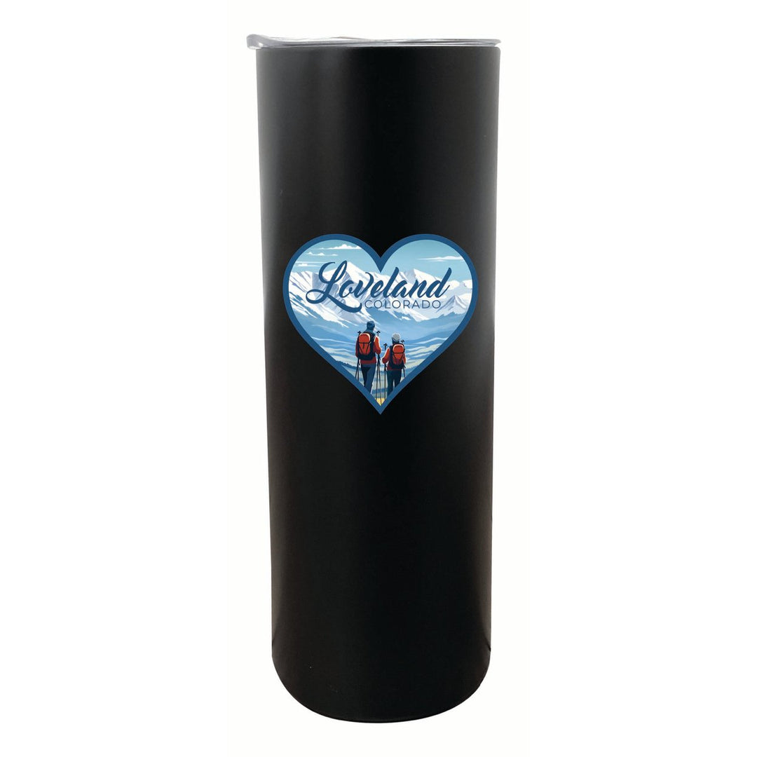 Loveland Colorado Ski Love Design Souvenir 20 oz Insulated Stainless Steel Skinny Tumbler Image 1