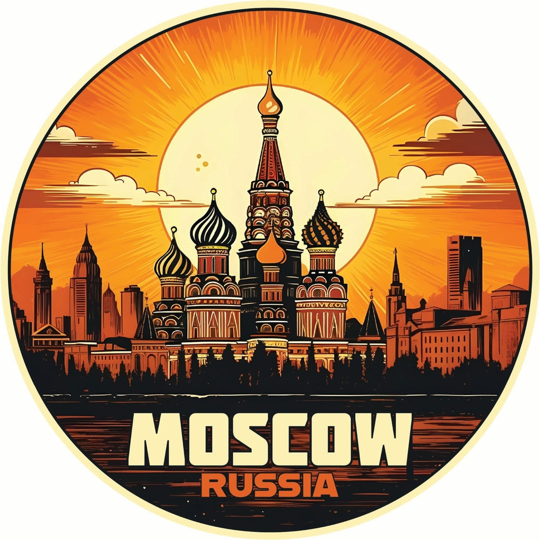 Moscow Russia Saint Basils Cathedral Sunset Design Souvenir Vinyl Decal Sticker Image 1