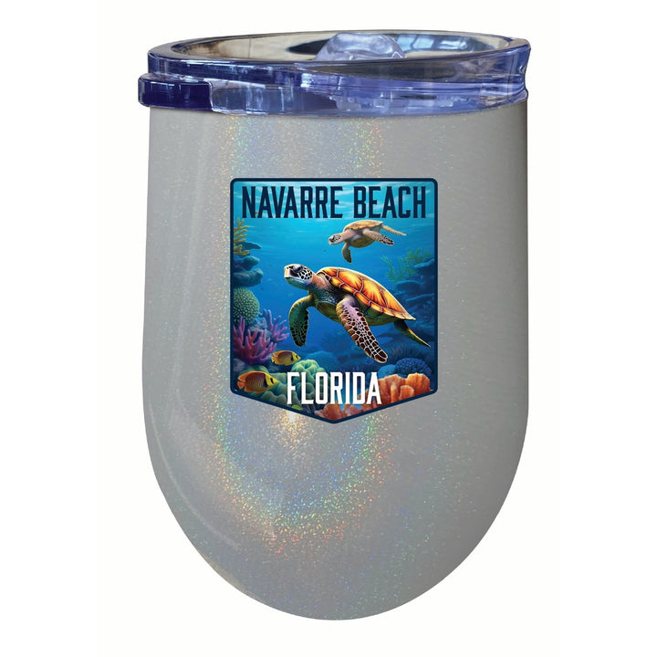 Navarre Beach Florida Underwater Turtle Design Souvenir 12 oz Insulated Wine Stainless Steel Tumbler Image 4