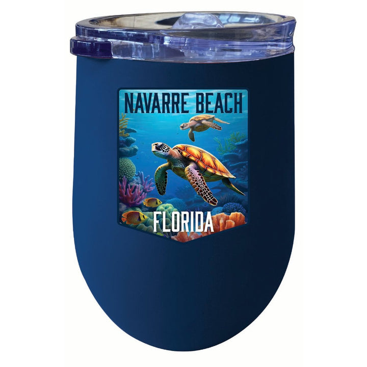 Navarre Beach Florida Underwater Turtle Design Souvenir 12 oz Insulated Wine Stainless Steel Tumbler Image 5