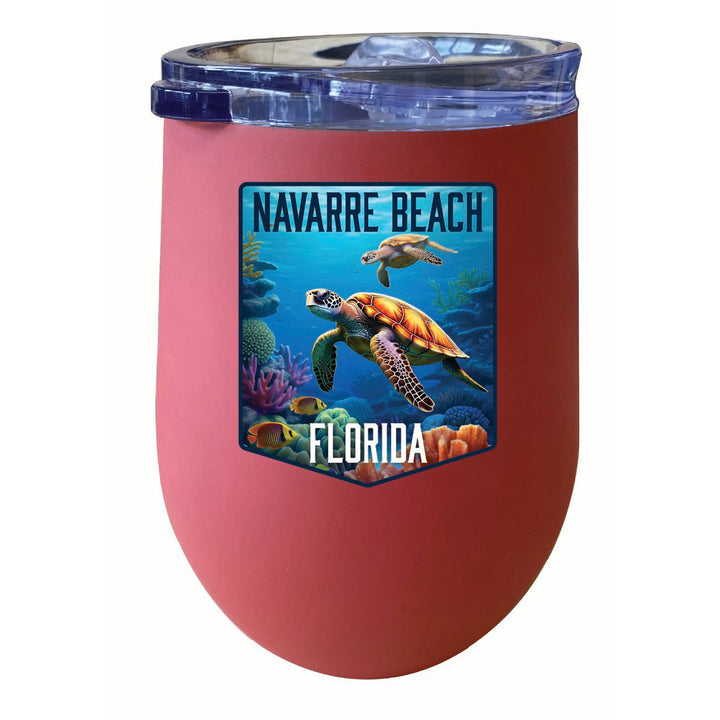 Navarre Beach Florida Underwater Turtle Design Souvenir 12 oz Insulated Wine Stainless Steel Tumbler Image 6