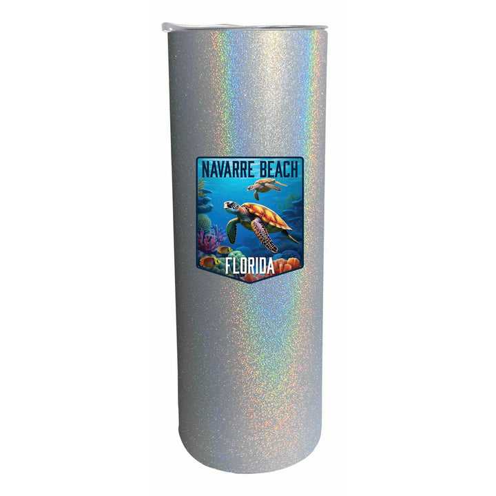 Navarre Beach Florida Underwater Turtle Design Souvenir 20 oz Insulated Stainless Steel Skinny Tumbler Image 2