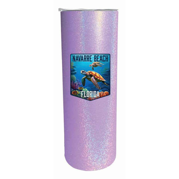 Navarre Beach Florida Underwater Turtle Design Souvenir 20 oz Insulated Stainless Steel Skinny Tumbler Image 5