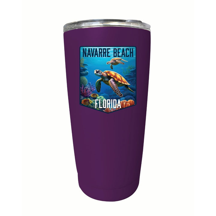 Navarre Beach Florida Underwater Turtle Design Souvenir 16 oz Stainless Steel Insulated Tumbler Image 5