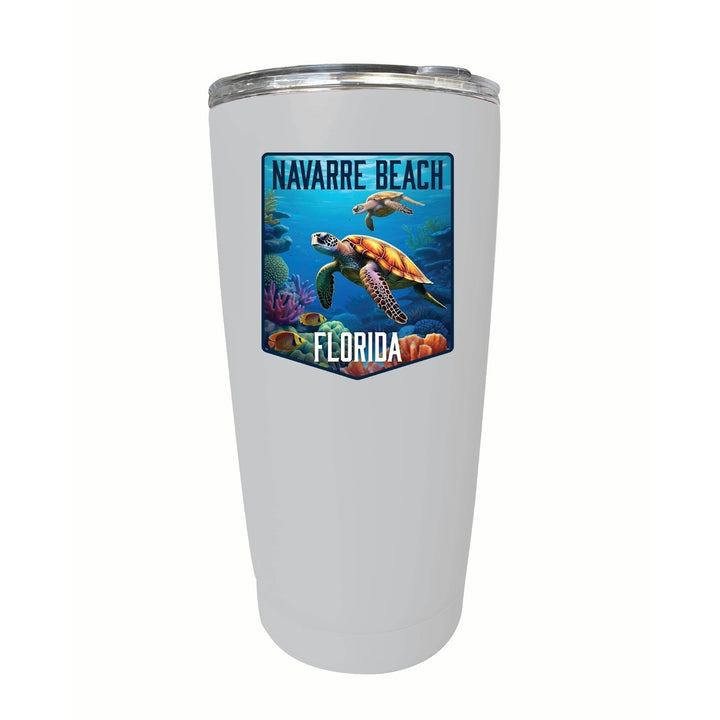 Navarre Beach Florida Underwater Turtle Design Souvenir 16 oz Stainless Steel Insulated Tumbler Image 1