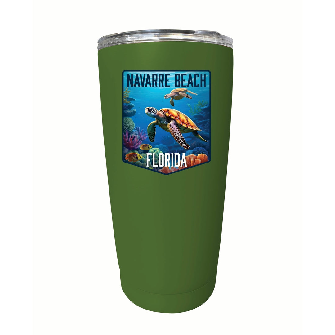 Navarre Beach Florida Underwater Turtle Design Souvenir 16 oz Stainless Steel Insulated Tumbler Image 11