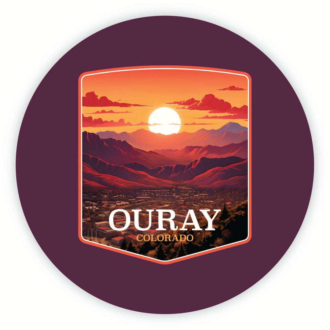 Ouray Colorado Mountain Sunset Design Souvenir Round Vinyl Decal Sticker Image 1