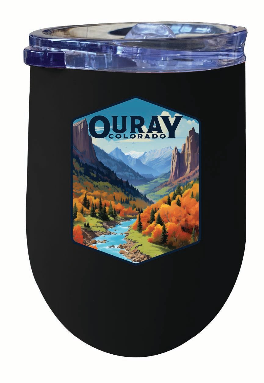 Ouray Colorado Mountain and River Design Souvenir 12 oz Insulated Wine Stainless Steel Tumbler Image 1