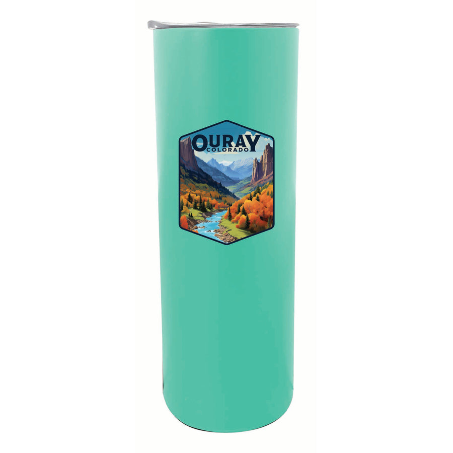 Ouray Colorado Mountain and River Design Souvenir 20 oz Insulated Stainless Steel Skinny Tumbler Image 1