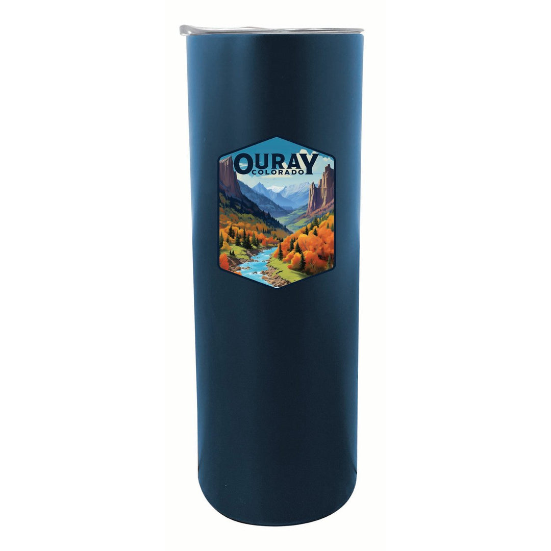 Ouray Colorado Mountain and River Design Souvenir 20 oz Insulated Stainless Steel Skinny Tumbler Image 1