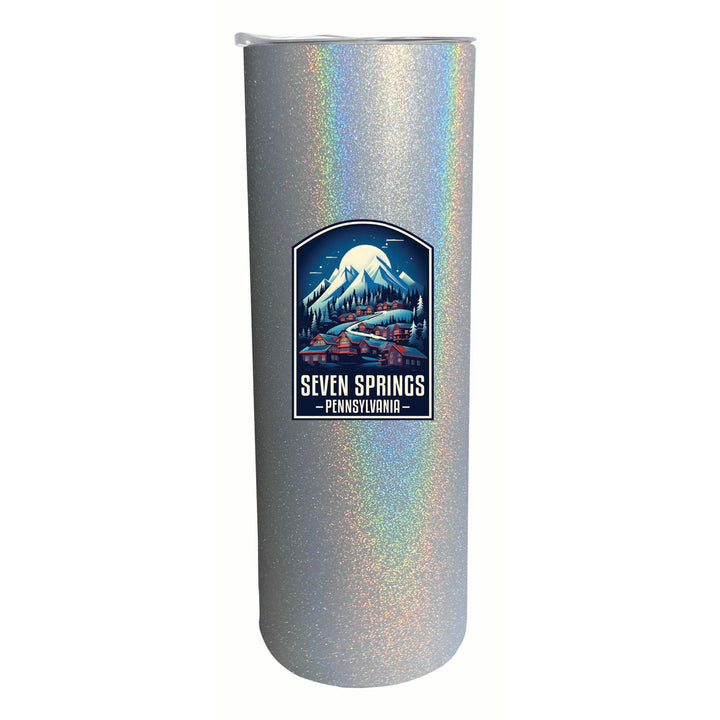 Seven Springs Pennsylvania Snowy Village Design Souvenir 20 oz Insulated Stainless Steel Skinny Tumbler Image 1