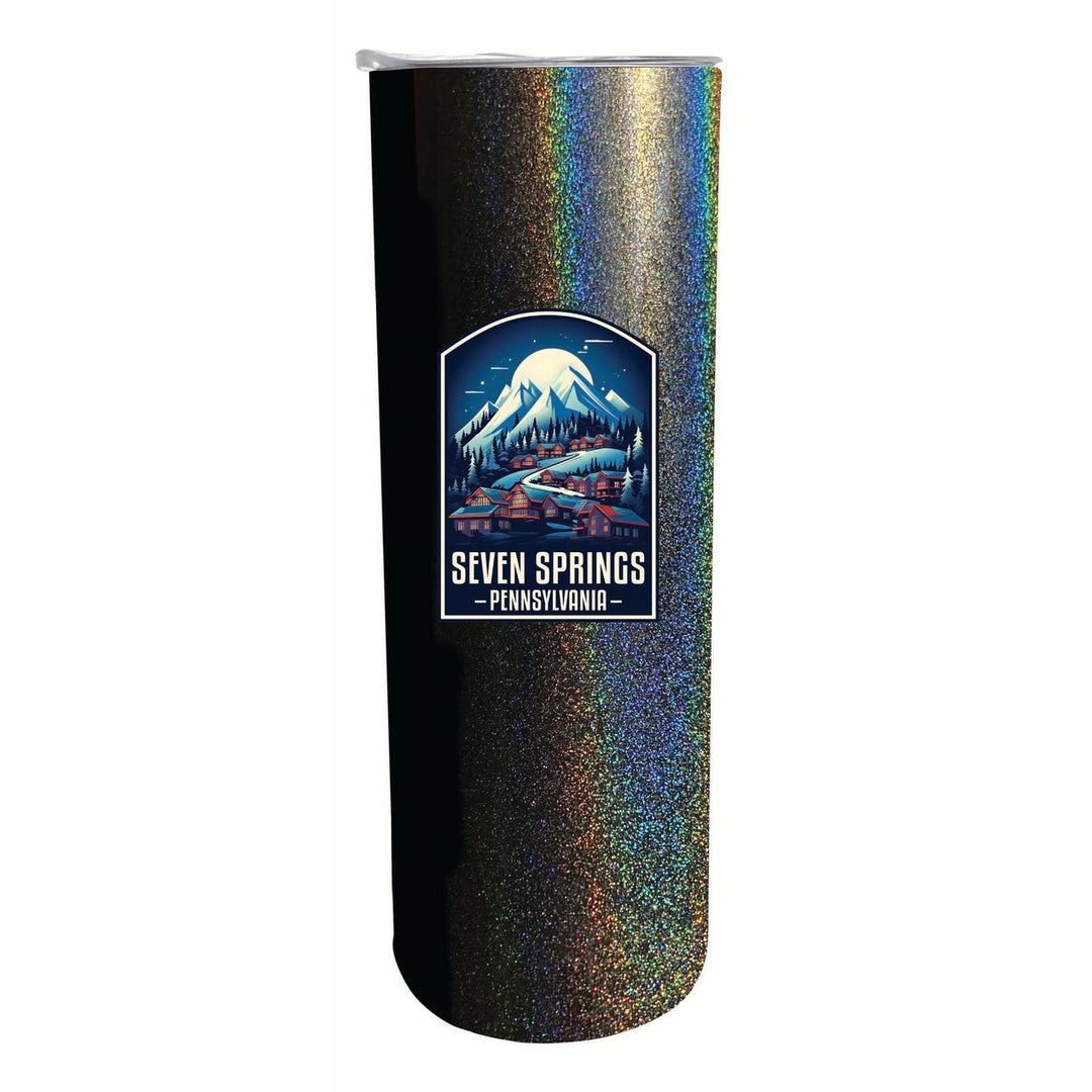 Seven Springs Pennsylvania Snowy Village Design Souvenir 20 oz Insulated Stainless Steel Skinny Tumbler Image 1