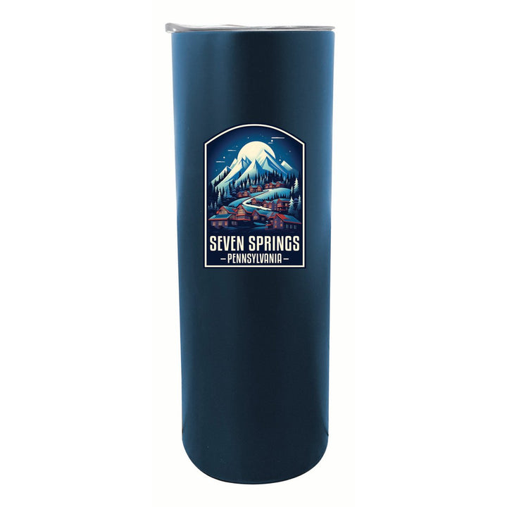 Seven Springs Pennsylvania Snowy Village Design Souvenir 20 oz Insulated Stainless Steel Skinny Tumbler Image 1