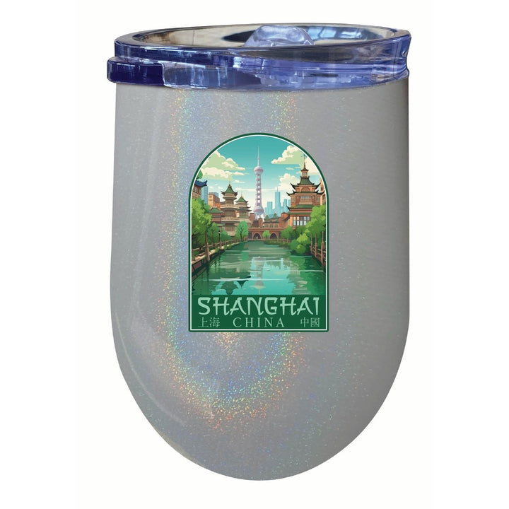 Shanghai China Old Town Design Souvenir 12 oz Insulated Wine Stainless Steel Tumbler Image 1