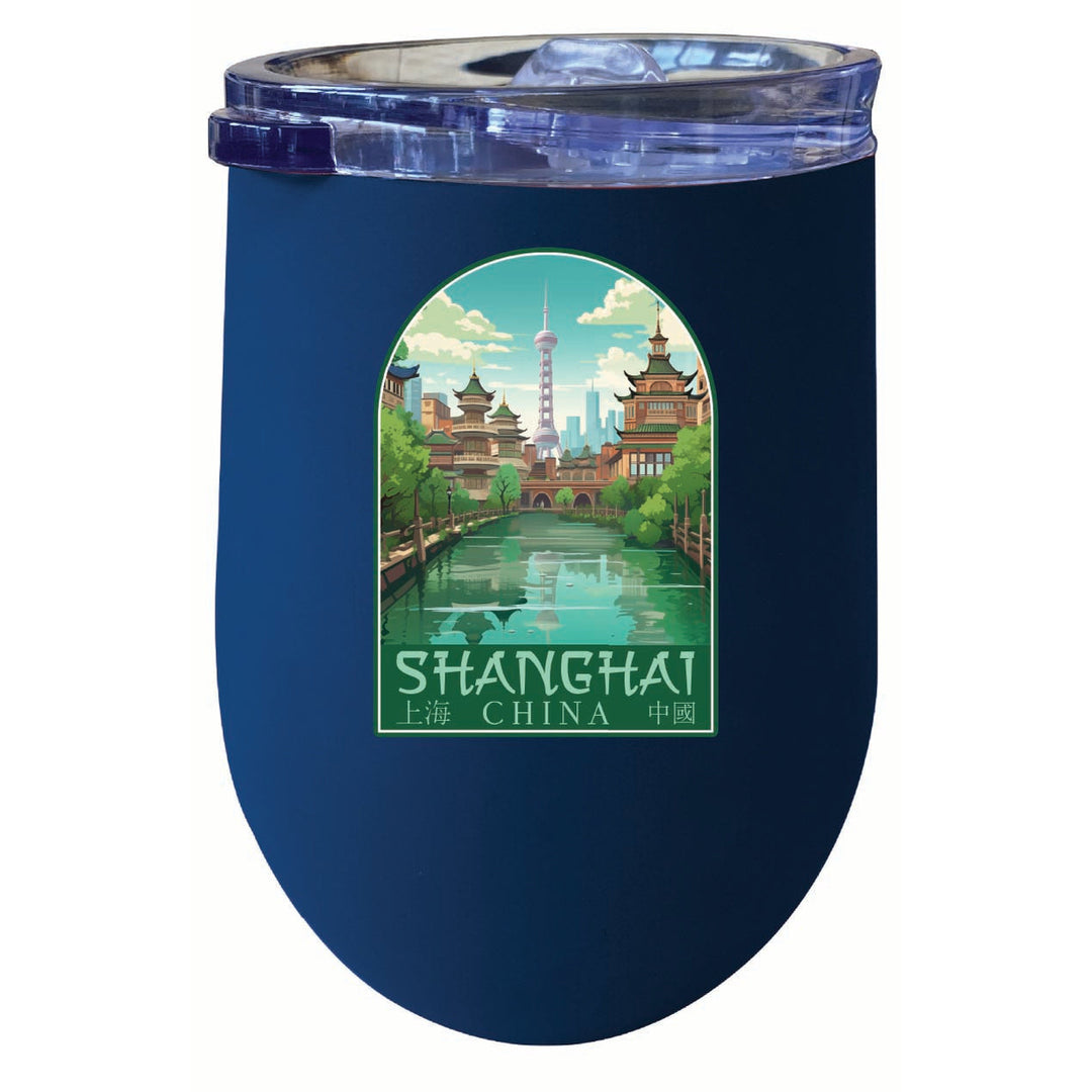 Shanghai China Old Town Design Souvenir 12 oz Insulated Wine Stainless Steel Tumbler Image 5