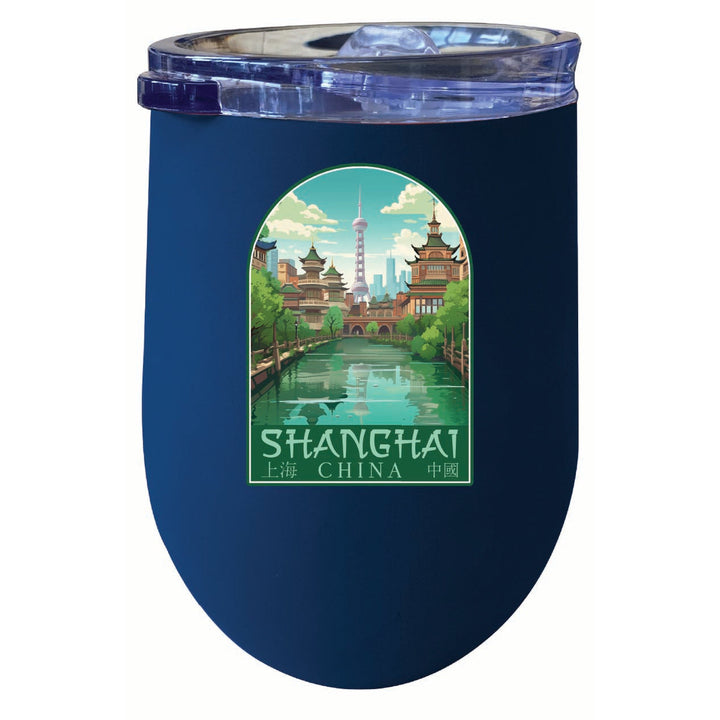 Shanghai China Old Town Design Souvenir 12 oz Insulated Wine Stainless Steel Tumbler Image 5