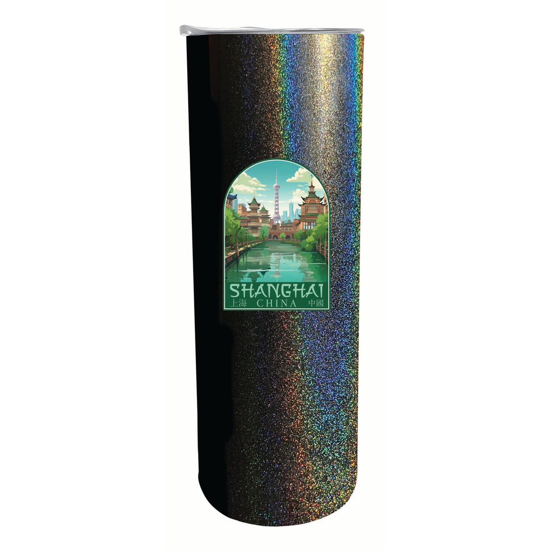 Shanghai China Old Town Design Souvenir 20 oz Insulated Stainless Steel Skinny Tumbler Image 4