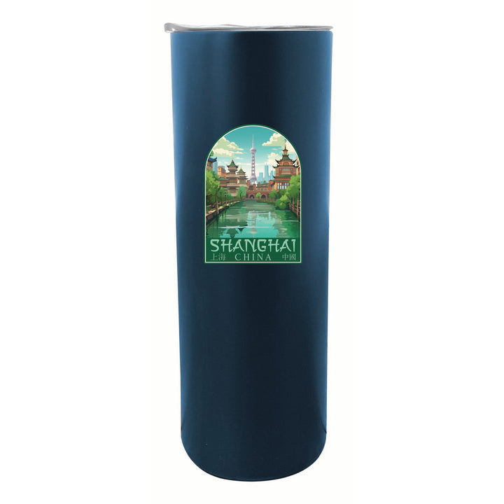 Shanghai China Old Town Design Souvenir 20 oz Insulated Stainless Steel Skinny Tumbler Image 5