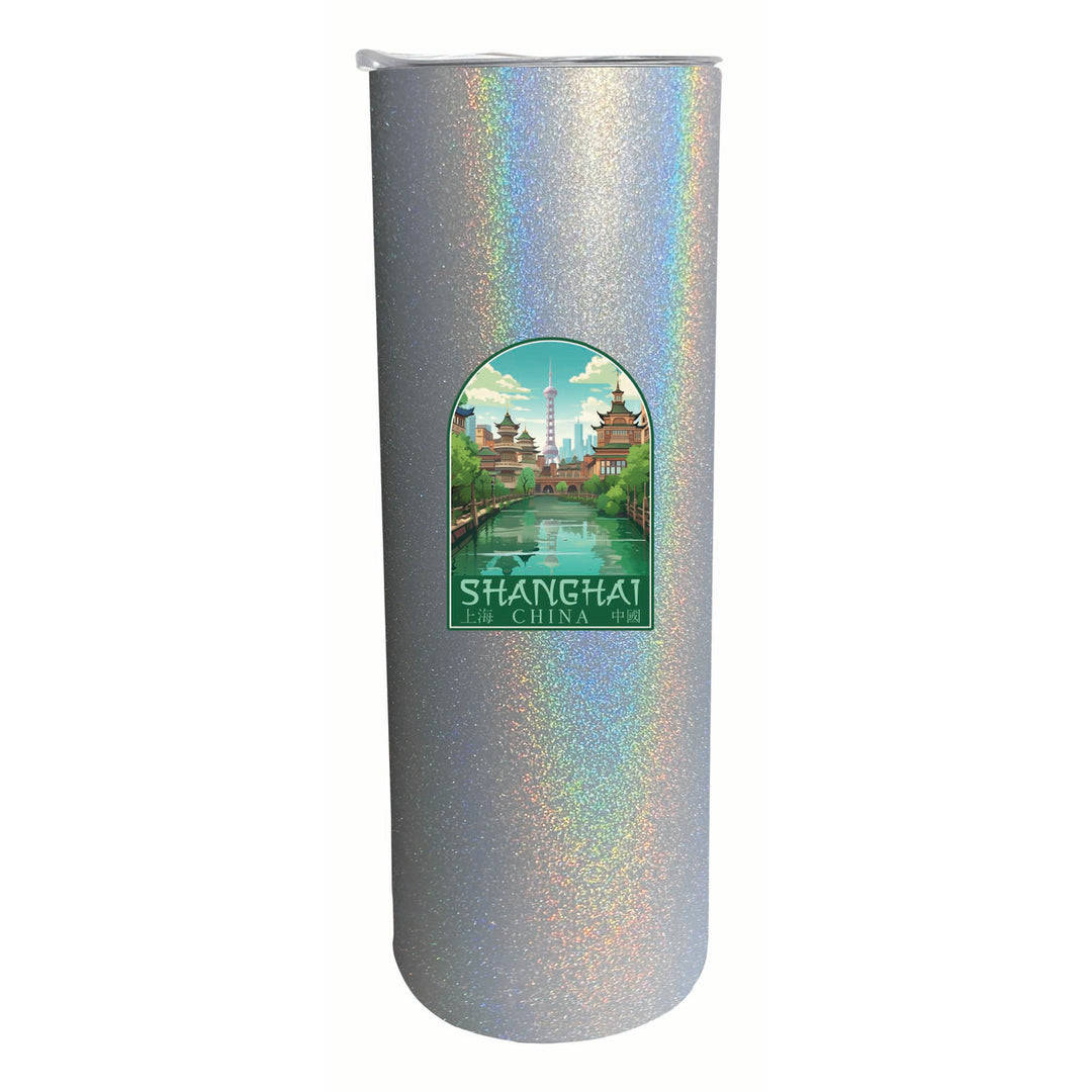 Shanghai China Old Town Design Souvenir 20 oz Insulated Stainless Steel Skinny Tumbler Image 6