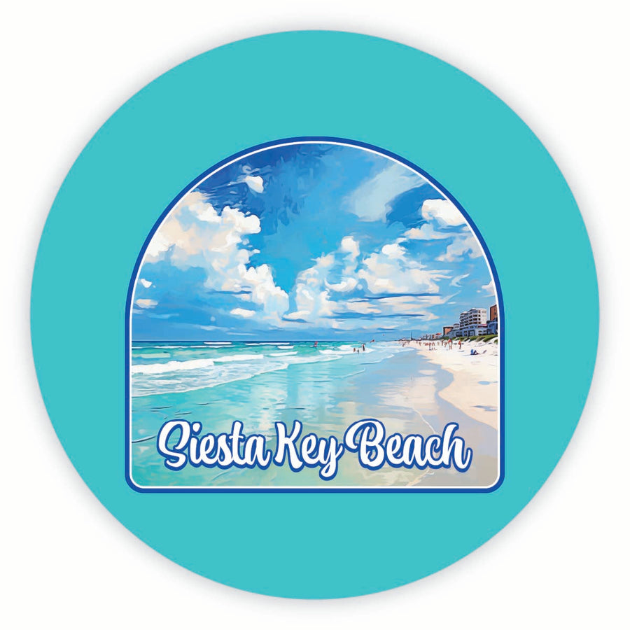 Siesta Key Beach Florida Oceanfront Design Souvenir Round Vinyl Decal Sticker Image 1