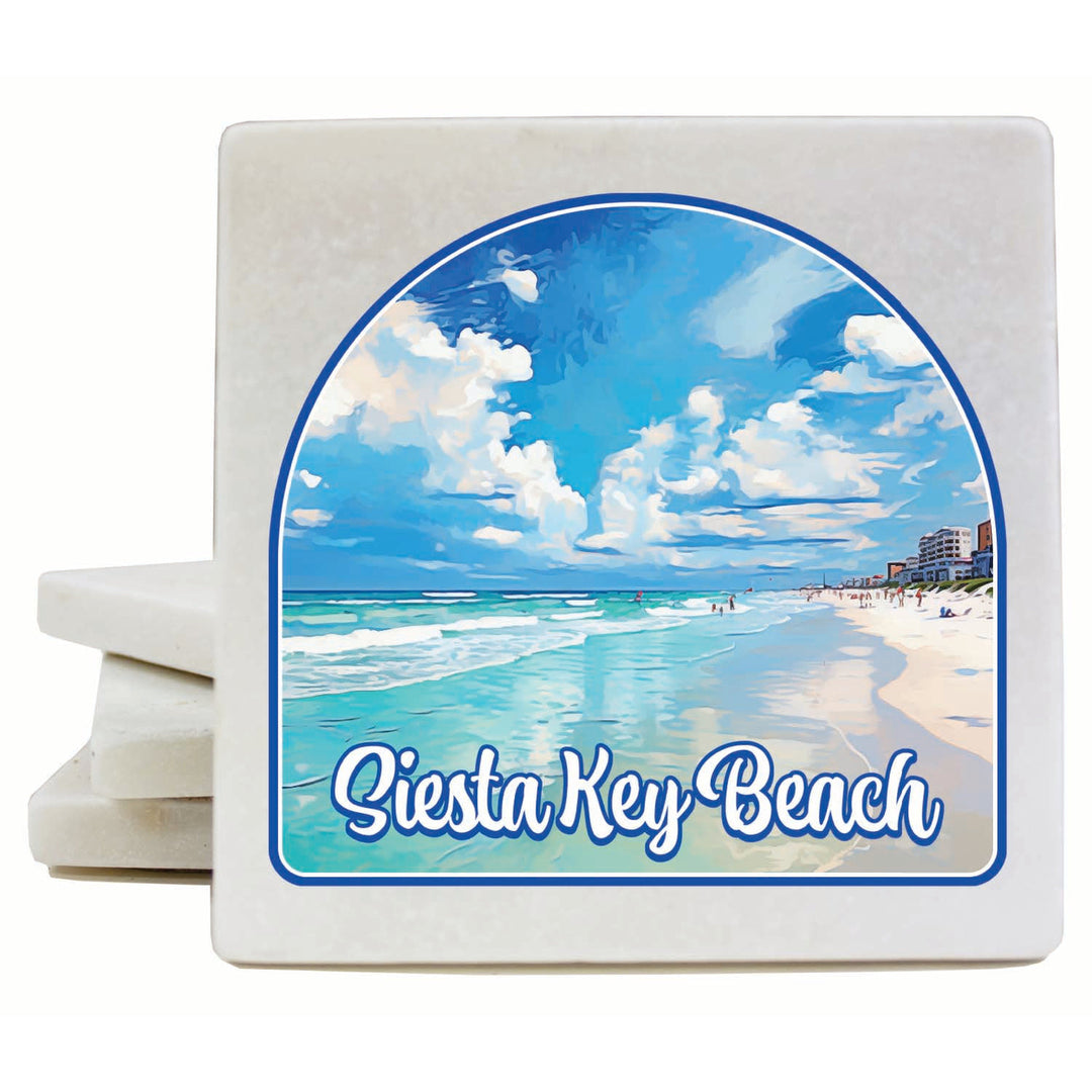 Siesta Key Beach Florida Oceanfront Design Souvenir 4x4-Inch Coaster Marble 4 Pack Image 1