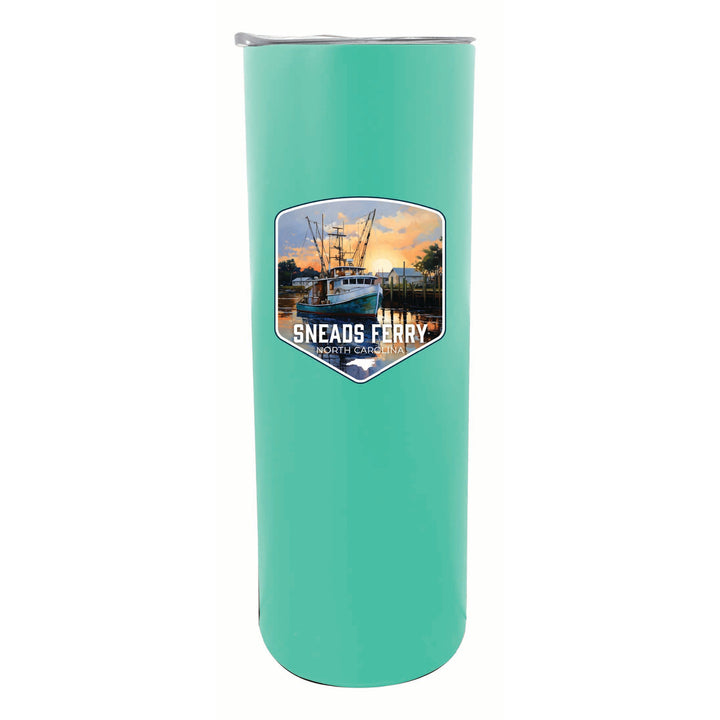 Sneads Ferry North Carolina Shrimp Boat Design Souvenir 20 oz Insulated Stainless Steel Skinny Tumbler Image 1