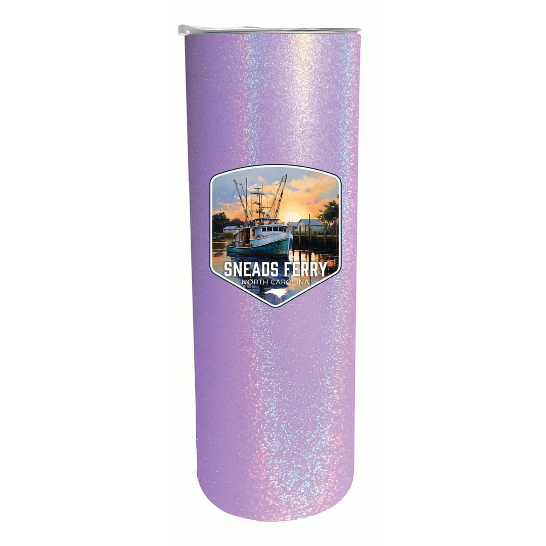 Sneads Ferry North Carolina Shrimp Boat Design Souvenir 20 oz Insulated Stainless Steel Skinny Tumbler Image 1