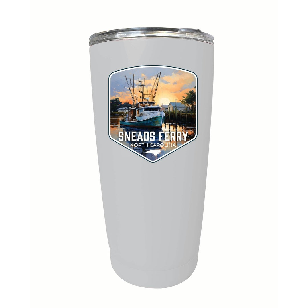 Sneads Ferry North Carolina Shrimp Boat Design Souvenir 16 oz Insulated Tumbler STAINLESS STEEL Image 2