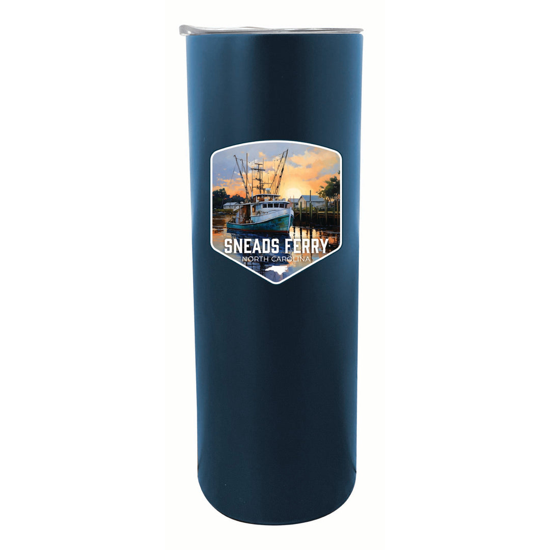 Sneads Ferry North Carolina Shrimp Boat Design Souvenir 20 oz Insulated Stainless Steel Skinny Tumbler Image 3