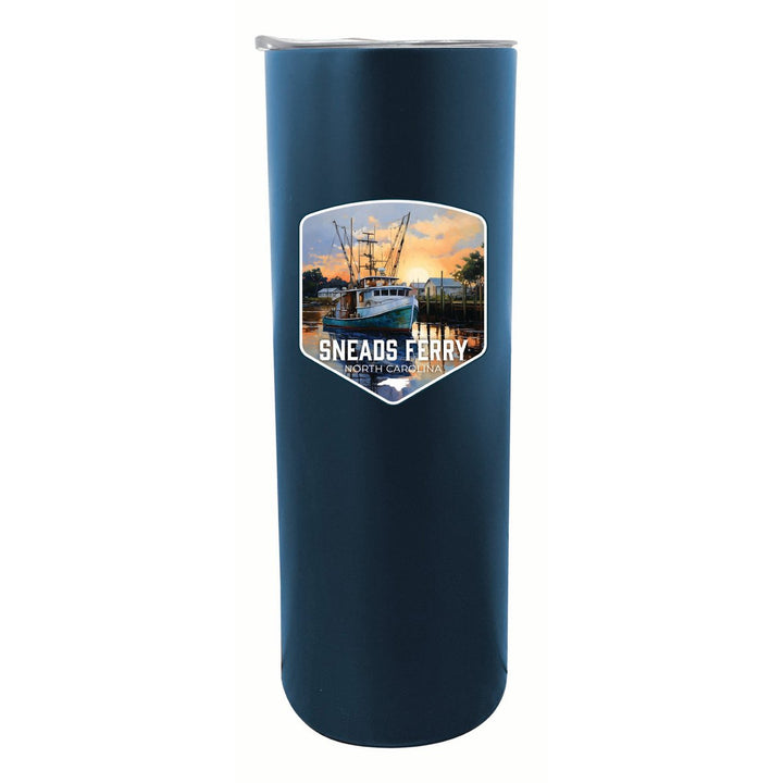 Sneads Ferry North Carolina Shrimp Boat Design Souvenir 20 oz Insulated Stainless Steel Skinny Tumbler Image 1