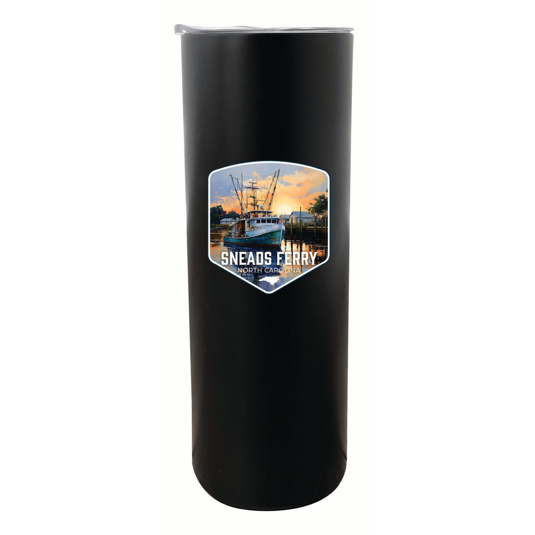 Sneads Ferry North Carolina Shrimp Boat Design Souvenir 20 oz Insulated Stainless Steel Skinny Tumbler Image 6