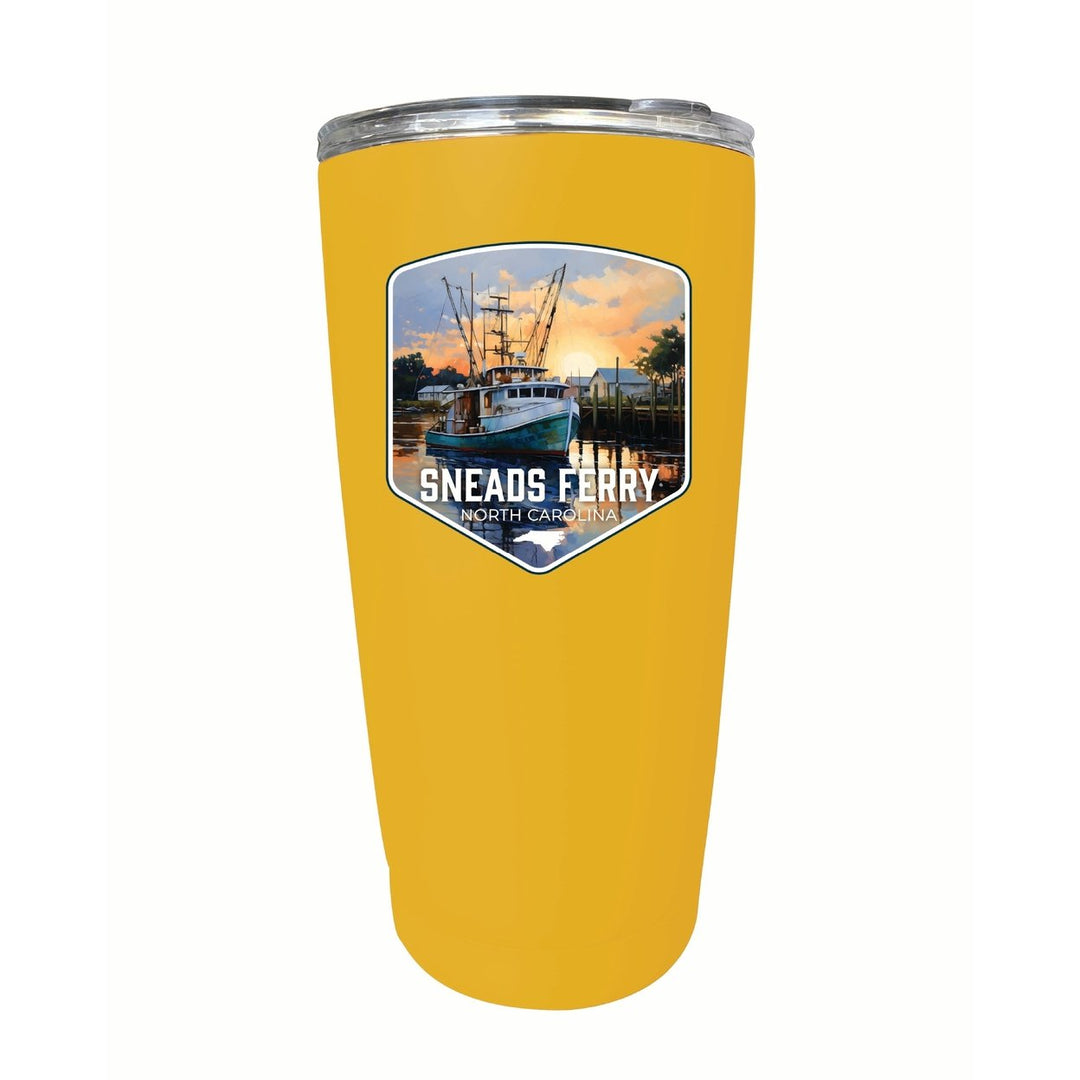 Sneads Ferry North Carolina Shrimp Boat Design Souvenir 16 oz Insulated Tumbler STAINLESS STEEL Image 1