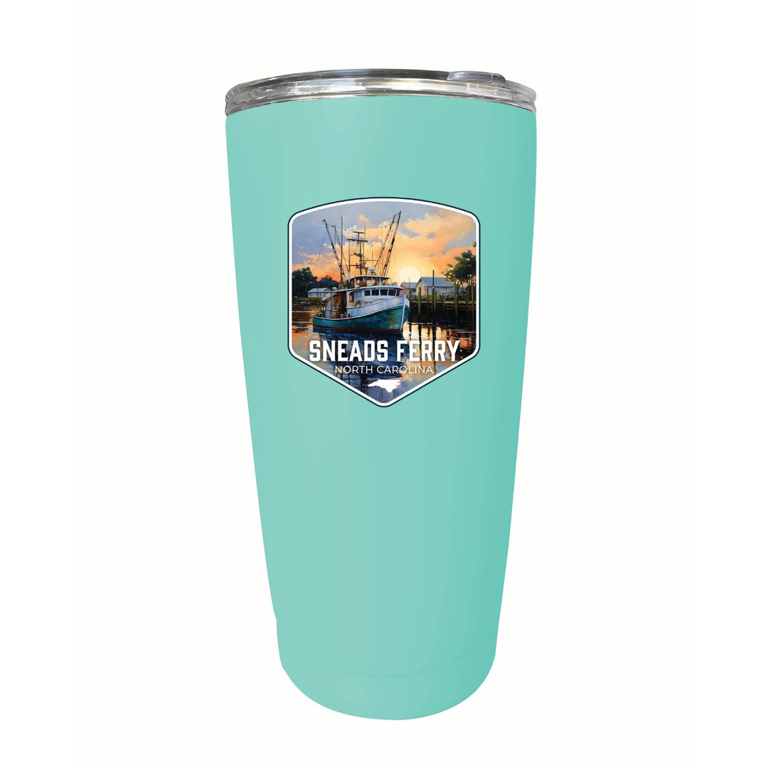 Sneads Ferry North Carolina Shrimp Boat Design Souvenir 16 oz Insulated Tumbler STAINLESS STEEL Image 4