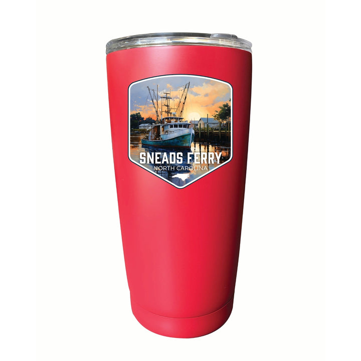 Sneads Ferry North Carolina Shrimp Boat Design Souvenir 16 oz Insulated Tumbler STAINLESS STEEL Image 5