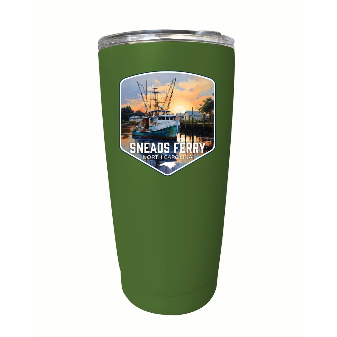 Sneads Ferry North Carolina Shrimp Boat Design Souvenir 16 oz Insulated Tumbler STAINLESS STEEL Image 7