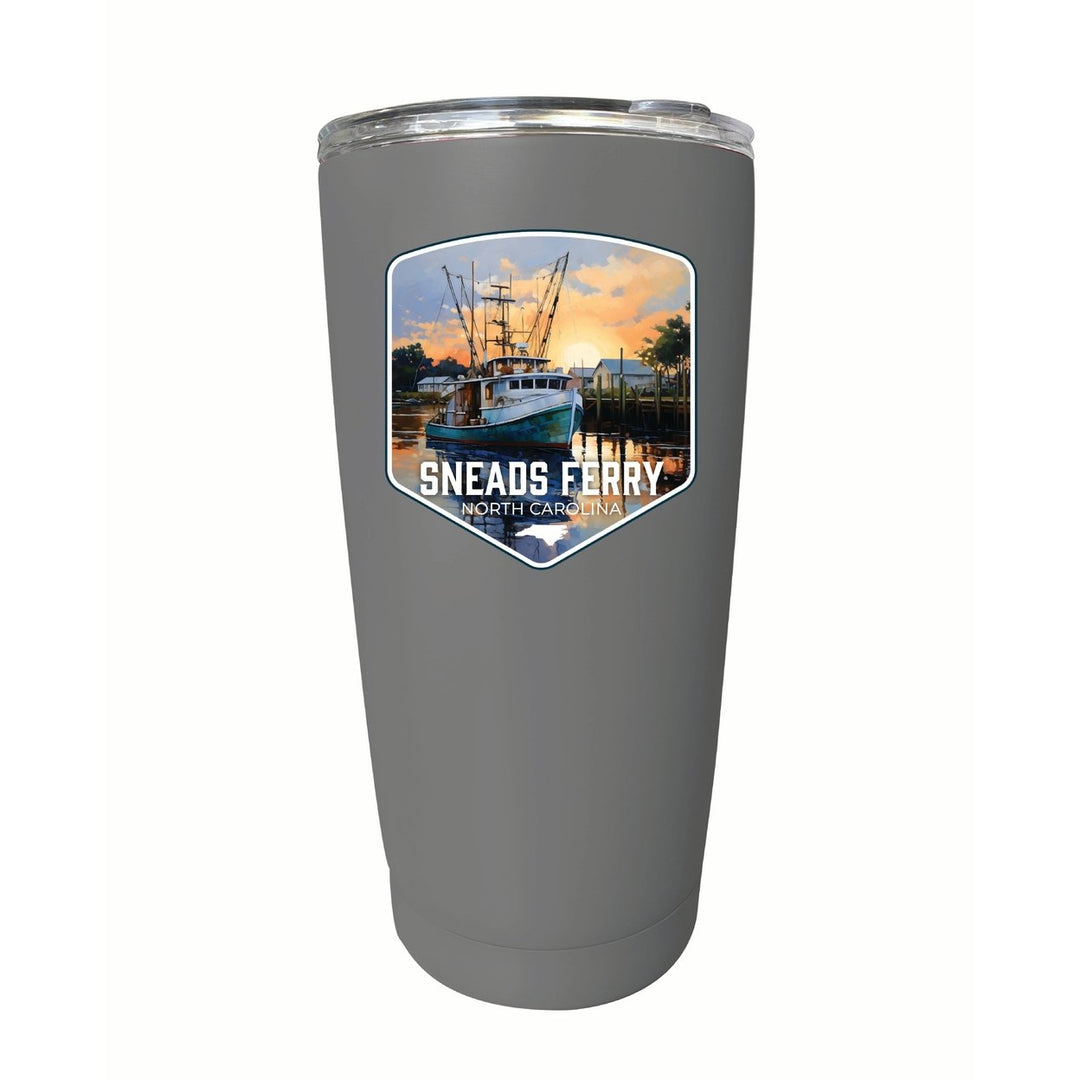 Sneads Ferry North Carolina Shrimp Boat Design Souvenir 16 oz Insulated Tumbler STAINLESS STEEL Image 1