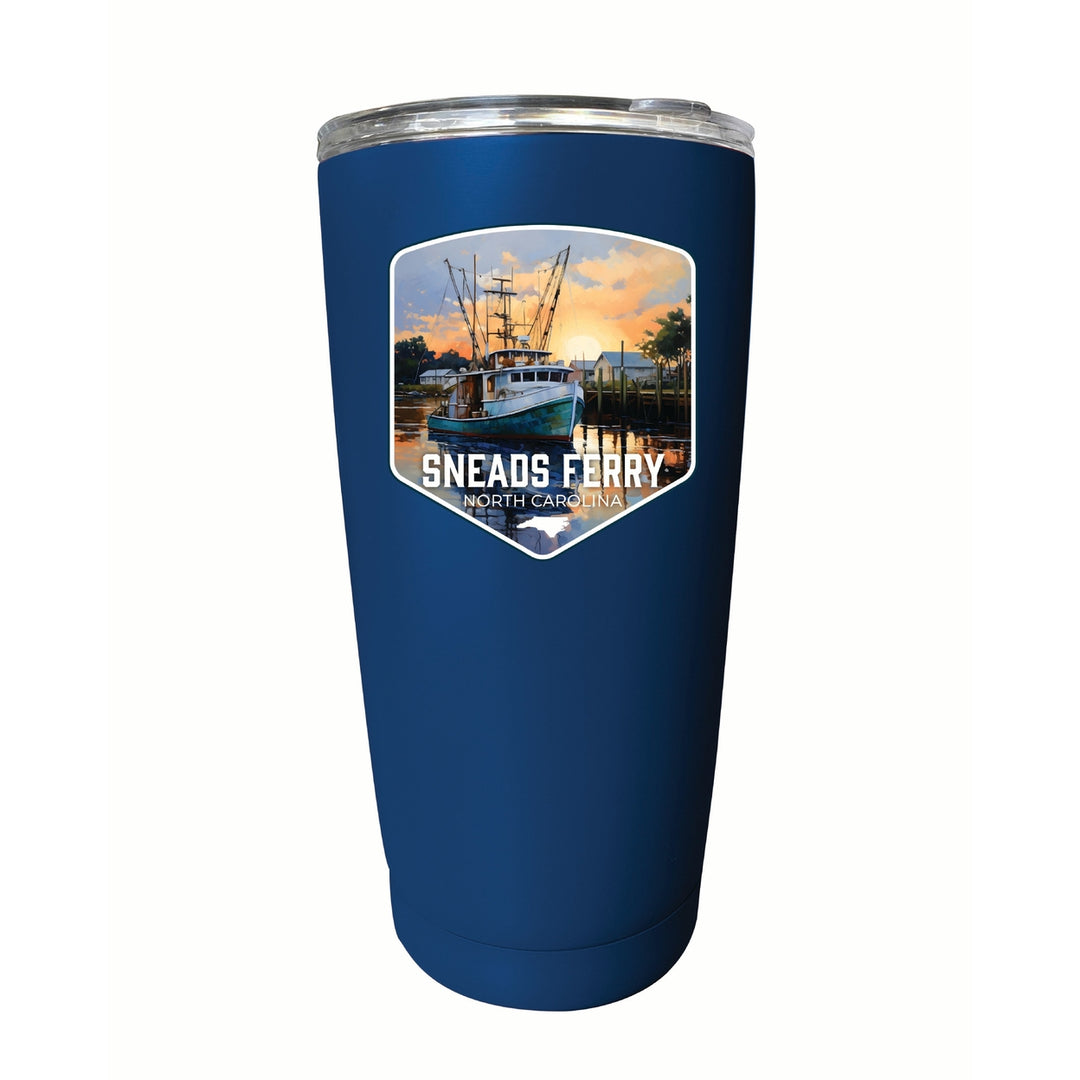 Sneads Ferry North Carolina Shrimp Boat Design Souvenir 16 oz Insulated Tumbler STAINLESS STEEL Image 9