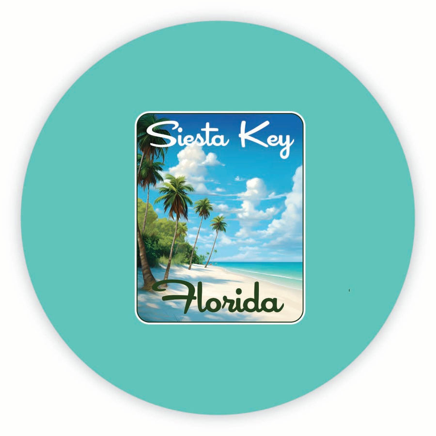 Siesta Key Beach Florida Tropical Beach Design Souvenir Round Vinyl Decal Sticker Image 1