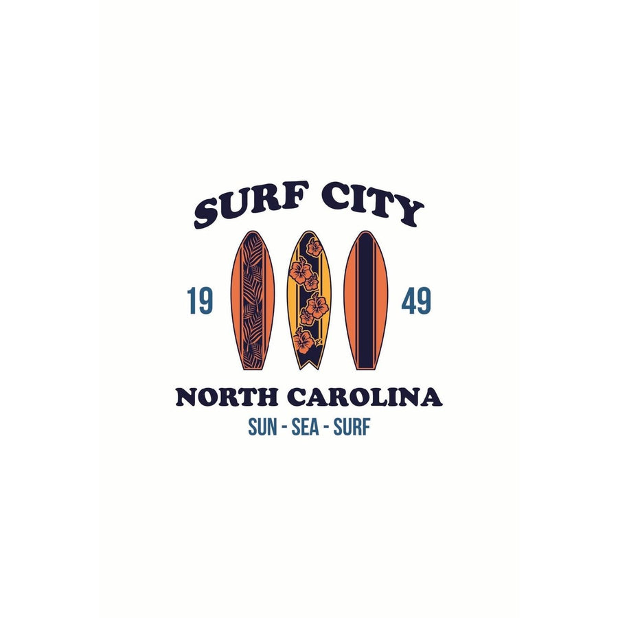 Surf City North Carolina Sun Sea Surf Design Souvenir Metal Sign 9 x 15 Image 1