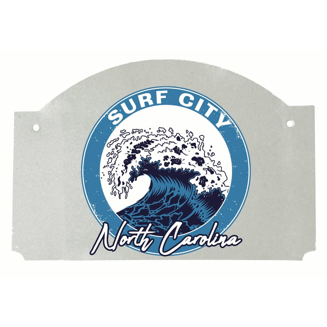 Surf City North Carolina Wave Design Souvenir Wood sign flat with string Image 1