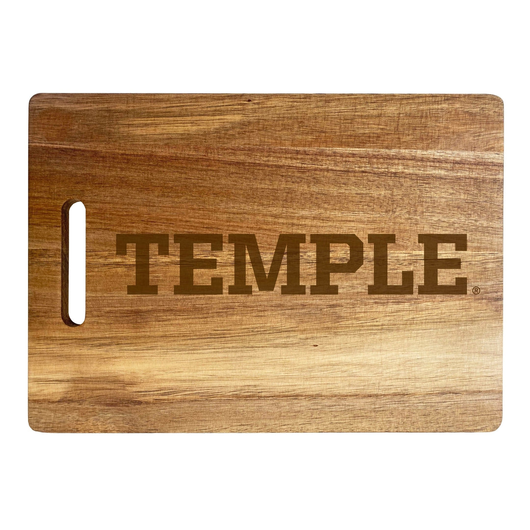 Temple University Engraved Wooden Cutting Board 10" x 14" Acacia Wood Officially Licensed Collegiate Product Image 1