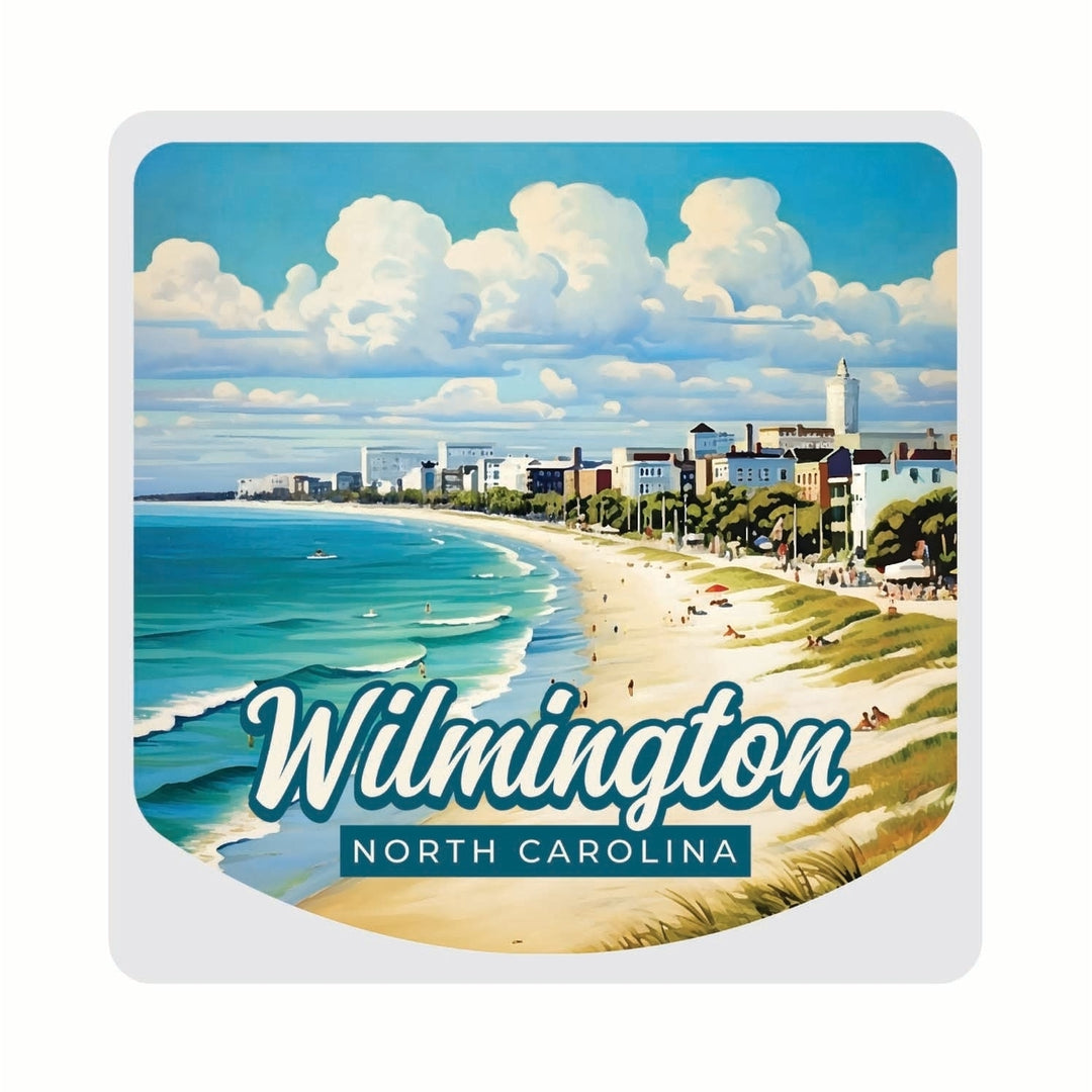 Wilmington North Carolina Beach Waves Design Souvenir 4x4-Inch Coaster Acrylic 4 Pack Image 1