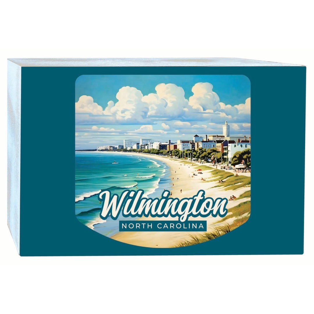 Wilmington North Carolina Beach Waves Design Souvenir Wood sign with frame 5x7 Image 1