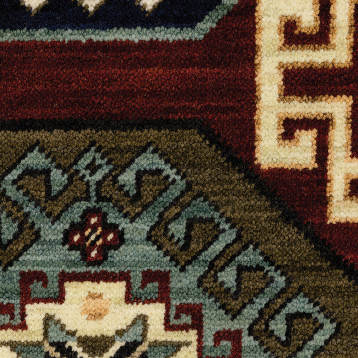 10 X 13 Red Blue Brown And Beige Oriental Power Loom Stain Resistant Area Rug With Fringe Image 6