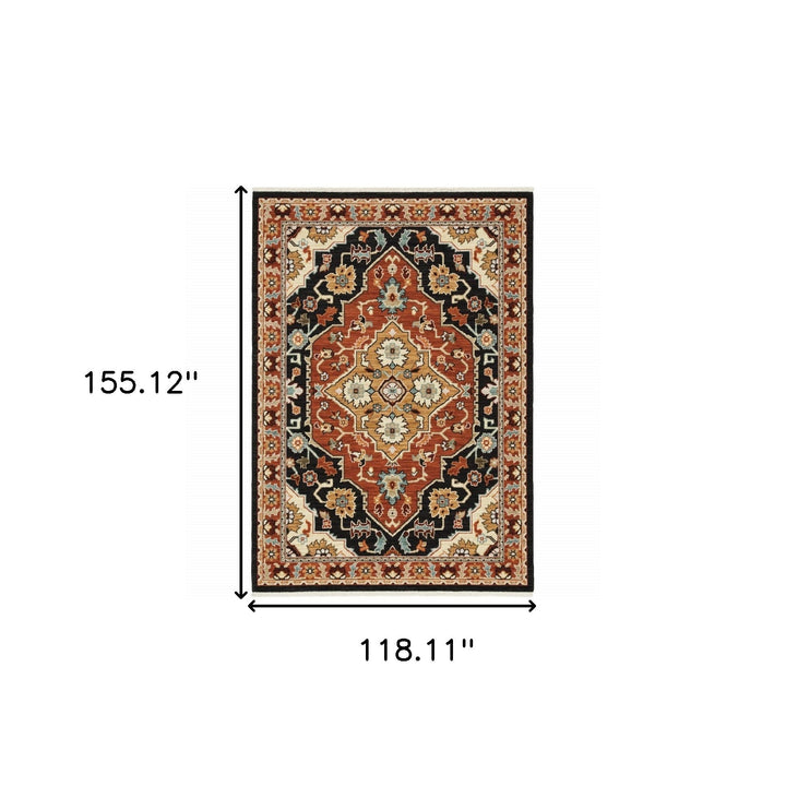 10 x 13 Red and Black Oriental Power Loom Area Rug Image 10