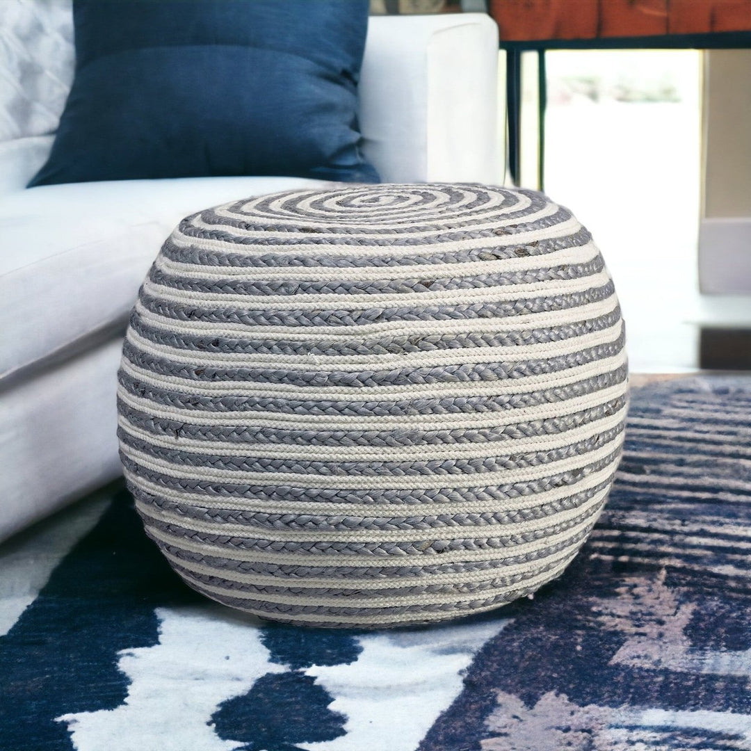 20" Blue Jute Ottoman Image 5