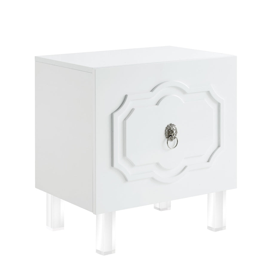 24" Clear and White End Table with Two Shelves Image 1